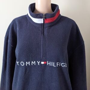 Tommy Hilfiger Fleece 1/4 Zip Navy Sweater, Men's XL